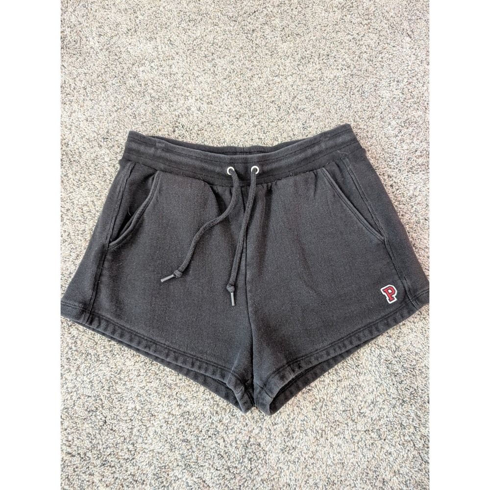 PINK Victoria's Secret Black Fleece Lounge Shorts Drawstring Pockets Womens M